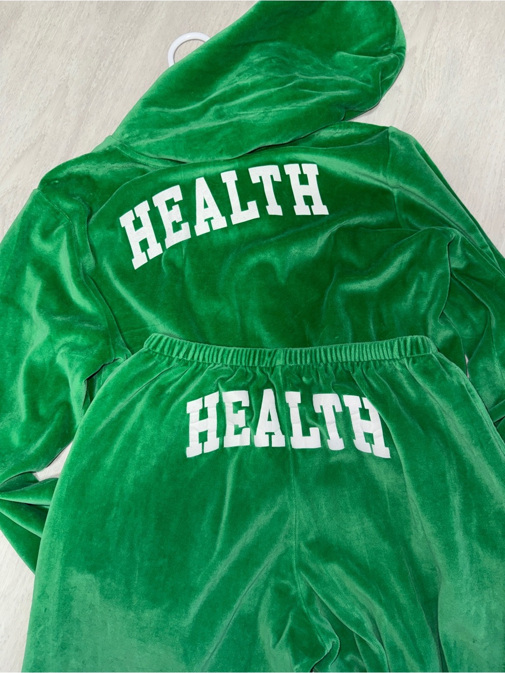 Sporty & Rich Bright Green Velour Loungewear Set